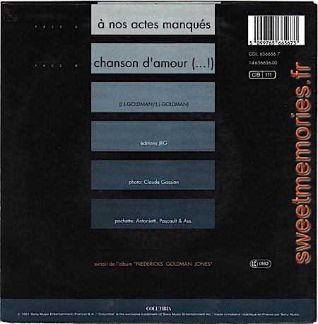 Fredericks-Goldman-Jones - A nos actes manqués Fredericks-Goldman-Jones - A nos actes manqués