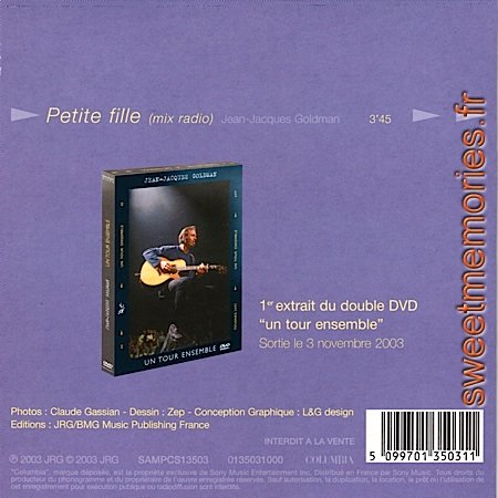 Jean-Jacques Goldman - 2003 - Petite Fille (Live) - Promo - France - Verso