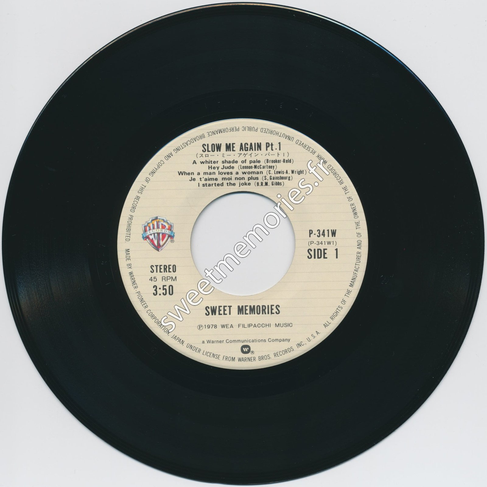 Sweet-Memories - 1978 - Slow me again - 45 Tours - Japon - Label Recto