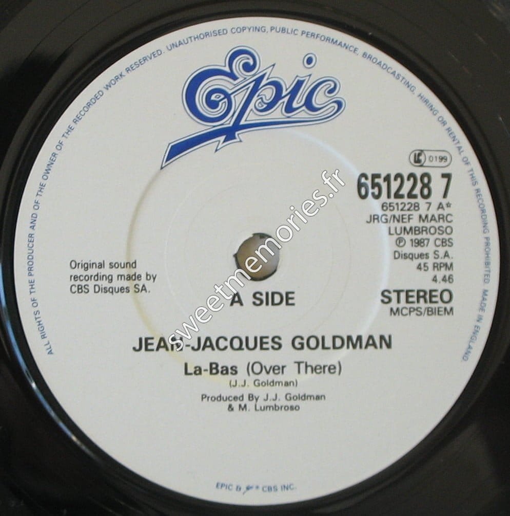 Jean-Jacques Goldman - 1987 - Là-bas - Canada - Label Recto