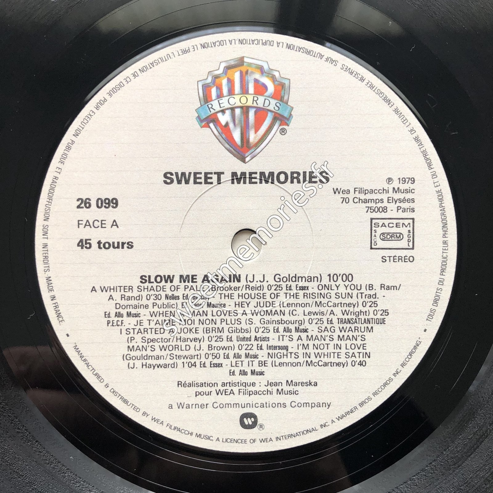 Sweet Memories - 1978 - Slow Me Again - Maxi 45 Tours - France - 2eme Ed - Label Recto